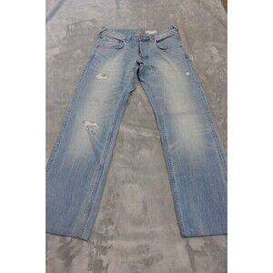 H&M Men's Sz 32X28 &Bragg Straight Leg Fitted Waist Button Fly Light Wash Jeans
